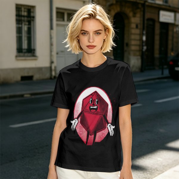 Olive Green T-Shirt With Cartoon D20 Vampire Graphic