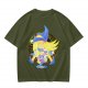 Olive T-Shirt with Dark Magician Girl Anime Graphic Print