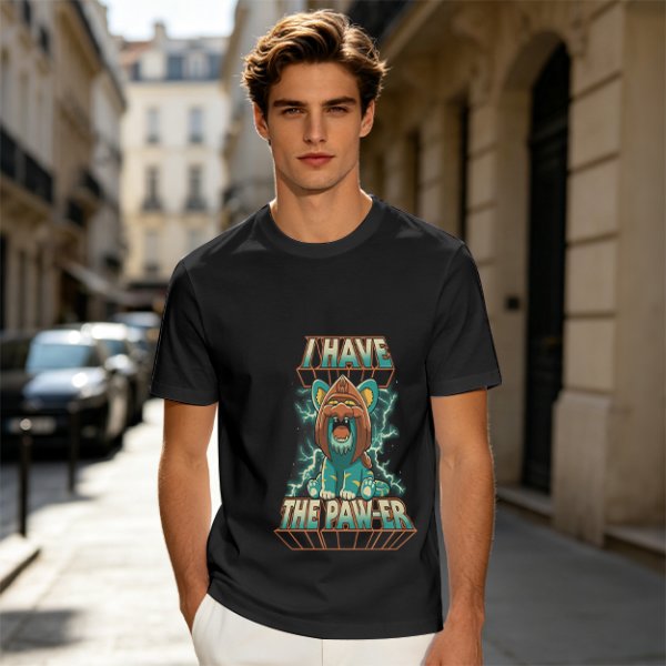 I Have The Paw-er Lion Graphic Olive T-Shirt