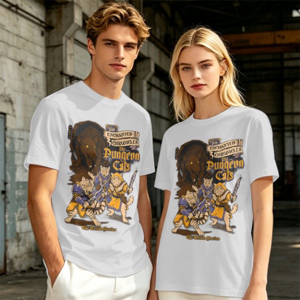 Dungeon Cats Enchanted Chronicles Fantasy Graphic T-Shirt