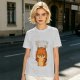 Olive green t-shirt with grumpy fox offering a hug graphic