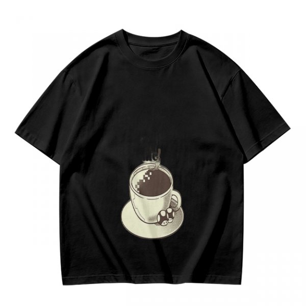 Olive T-Shirt With Hot Cocoa Cup And Marshmallows Graphic Print