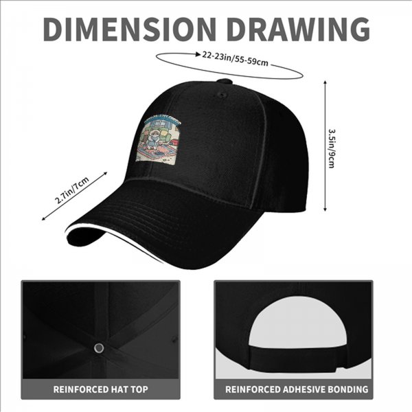 Black baseball cap with grumpy cat vacuuming cleaning design
