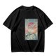 Olive T-shirt with Japanese style dragon and lightning graphic print