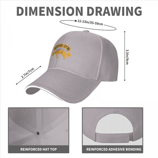 Sloths Gym Graphic Black Baseball Cap