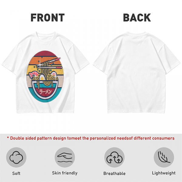 Olive T-shirt with Retro Ramen Bowl Chopsticks Graphic