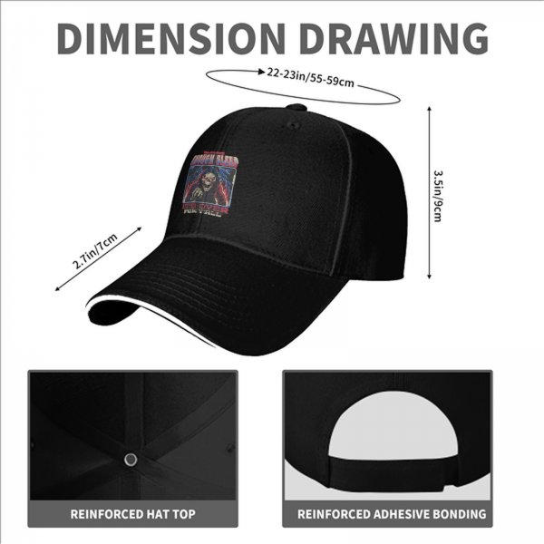 Black baseball cap with grim reaper graphic and enough sleep text