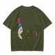 Olive T-Shirt With Uncle Sam Hat And Fast Food Graphic Print