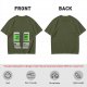 Olive T-shirt with pixel art retro computer characters print
