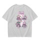 Olive green t-shirt with playful Mount Fuji character graphic print