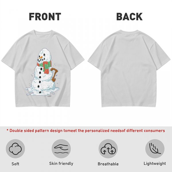 Olive T-Shirt With Melting Snowman Christmas Print