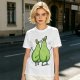 Olive Green T-Shirt With Two Cartoon Pears In Love Graphic