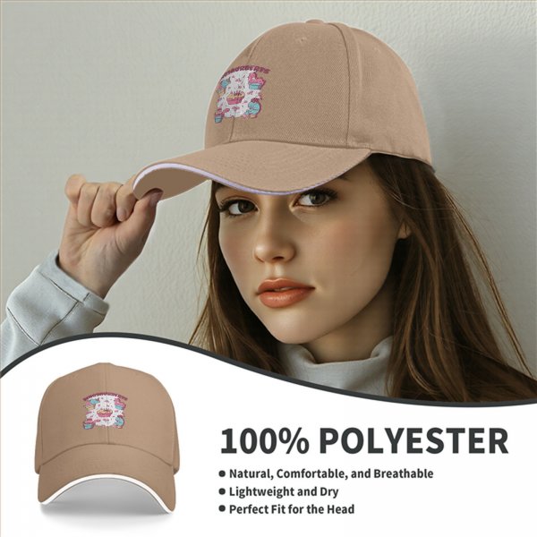 Black baseball cap with cute dinosaur dessert graphic print