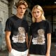 Owl on coffee books and caffeine mug graphic t-shirt