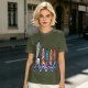 Olive T-Shirt With Shark And Colorful Ghost Creatures Print