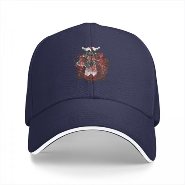 Black Baseball Cap With Skull And Red Abstract Graphic Print