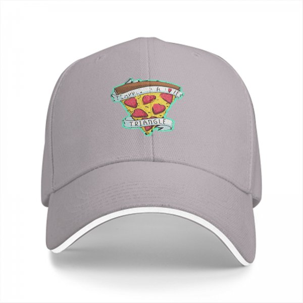 Black Baseball Cap With Pizza Slice Heart Print Design