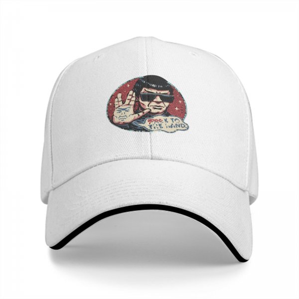 Black baseball cap with Spock graphic and 'Spock to the Wind' print