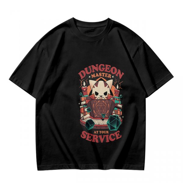 Dungeon Master At Your Service Cat Graphic T-Shirt