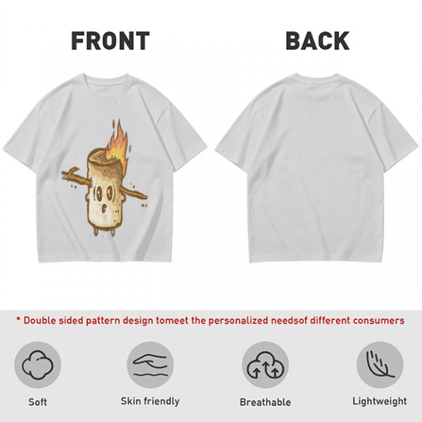 Olive T-Shirt With Surprised Burning Marshmallow Graphic
