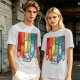 Dungeons and Dragons Polyhedral Dice Rainbow Graphic T-Shirt