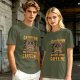 Olive Graphic T-Shirt With 'Caution May Bite Before Caffeine' Angry Cat Print