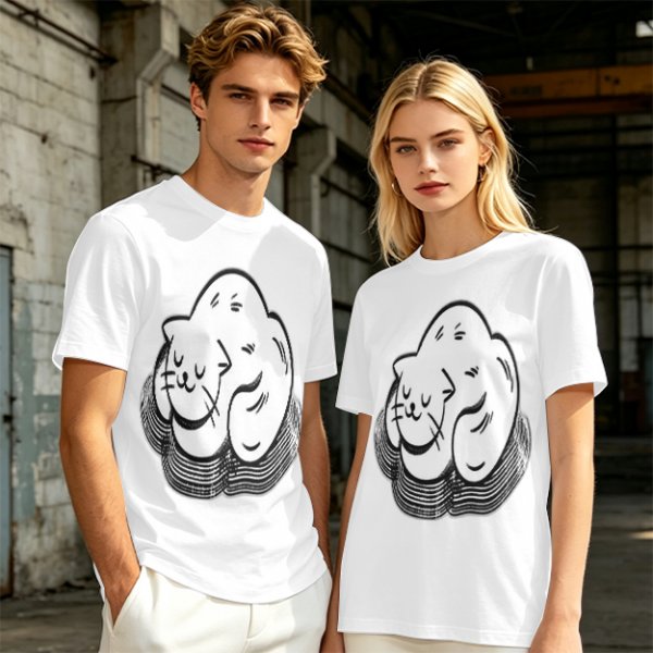Olive Green T-Shirt With Sleeping Curled Cat Graphic Print