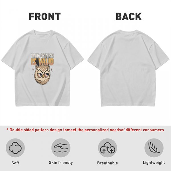 Owl Graphic T-Shirt With 'Your Opinion Is Valid' Text