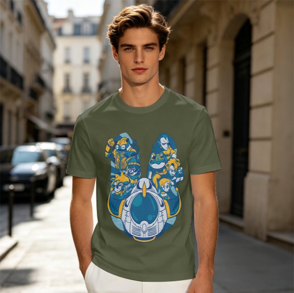 Chrono Trigger Characters and Pod Graphic Olive T-Shirt