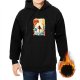 Black Hoodie With Japanese Style Sunset Wave Graphic Print
