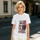 Olive graphic t-shirt with a tired raccoon office worker and 'I Just Work Here' text
