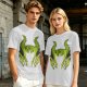 Olive Green T-Shirt With Monster Horned Claw Graphic Print