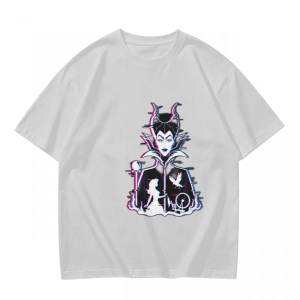 Olive T-shirt with Maleficent Glitch Art Print