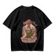 Olive T-shirt with parody monster anime graphic print