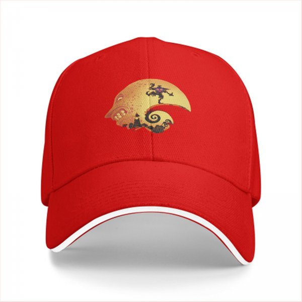 Black baseball cap with Halloween skull moon graphic design