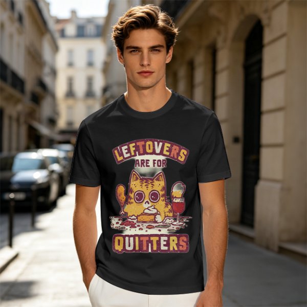 Leftovers Are For Quitters Cat Graphic T-Shirt