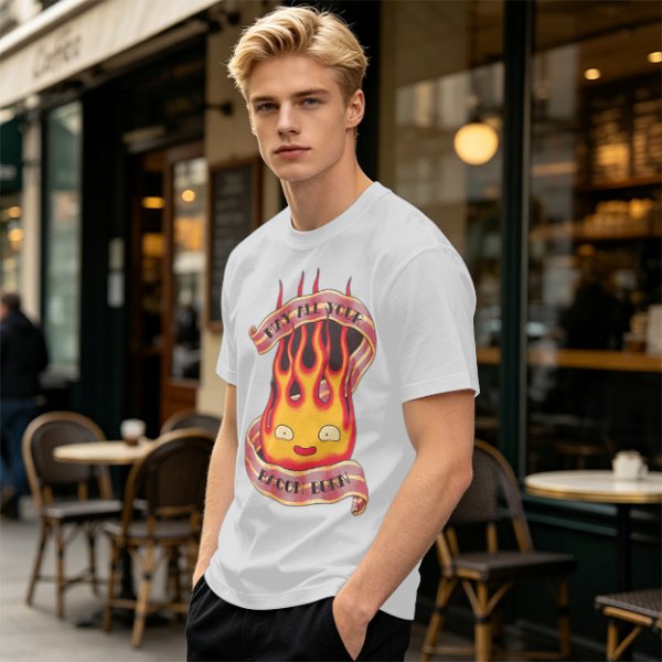 Olive T-Shirt With Calcifire Bacon Fire Graphic Print