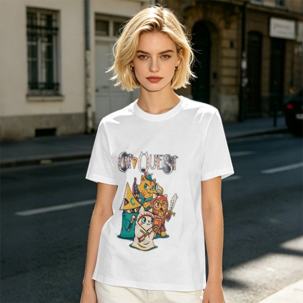 Cat Quest Themed T-Shirt With Fantasy Cat Warrior Characters