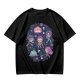 Olive T-shirt with Chibi Fantasy Characters and Whimsical Art Print