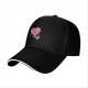 Black baseball cap with sad running pink heart graphic