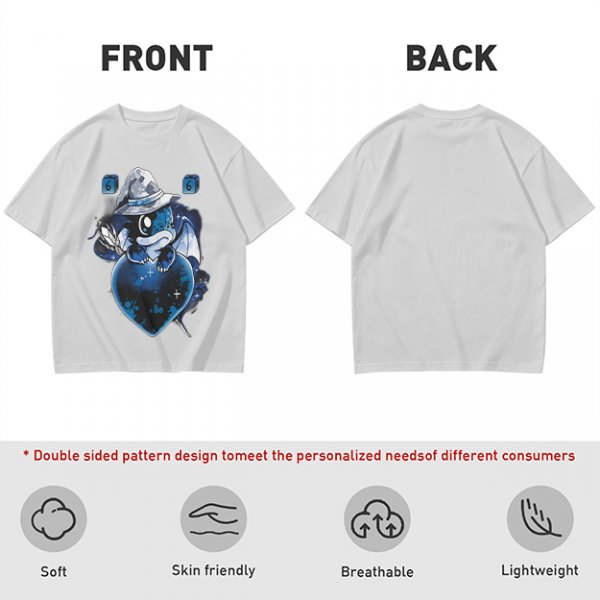 Olive T-Shirt With Cute Wizard Dragon On Starry Heart Print
