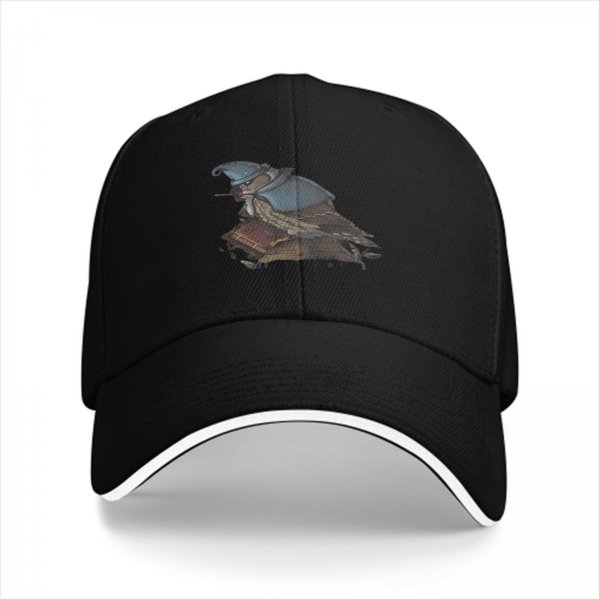 Black Baseball Cap With Wizard Owl Art Print
