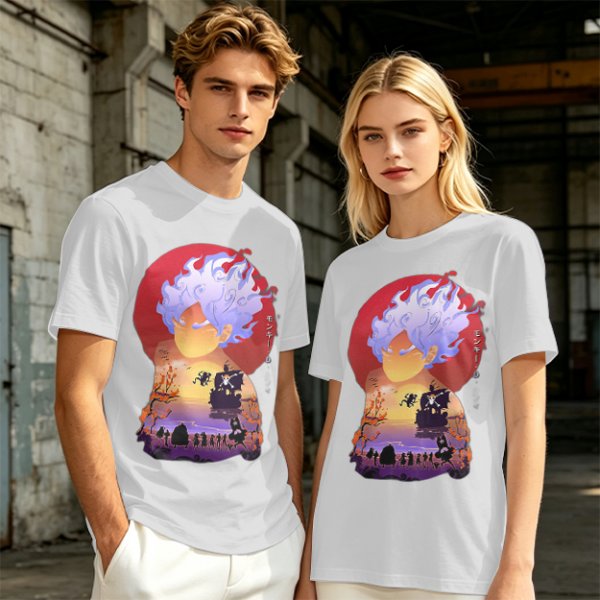 Anime Gear 5 Character Graphic T-Shirt With Sunset Scene