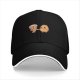 Black baseball cap with cute pizza and potato friends design