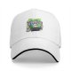 Black baseball cap with neon skull juice box graphic