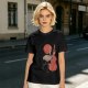 Olive T-Shirt With Crane Playing Cello Red Moon Art Print