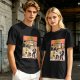 Olive green t-shirt with Yellow Fiction Simpson-style Pulp Fiction dance print