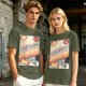 Olive t-shirt with retro guide to adulthood VHS-style print