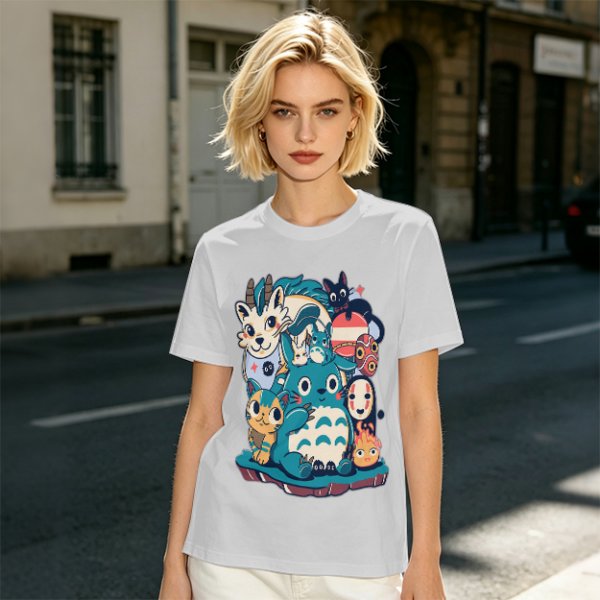 Olive T-Shirt Featuring Cute Studio Ghibli Character Mashup Art