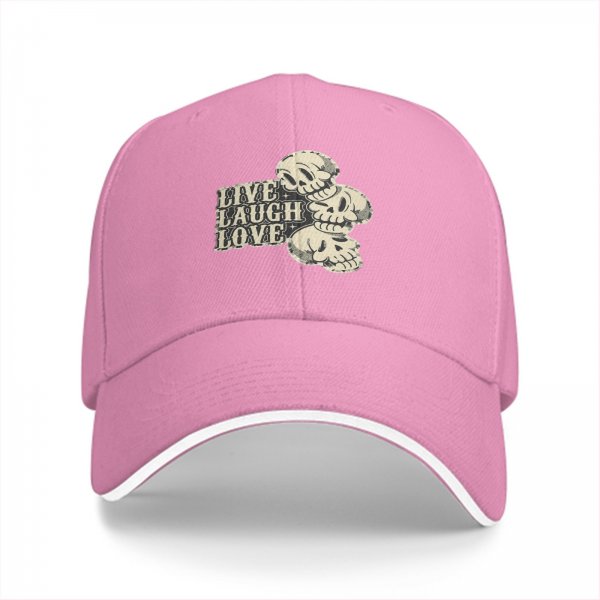 Black Baseball Cap With Live Laugh Love Skull Graphic